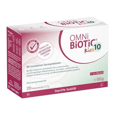 OMNi BiOTiC 10 Kids | 20 Portionen (50 g) | 10 Bakterienstämme | 10 Mrd. Keime pro Tagesdosis | Pulver | Mit Inulin | Vegan | Glutenfrei | Lactosefrei | Zur täglichen Anwendung