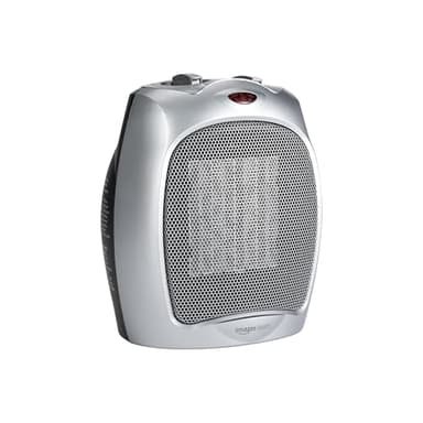 Amazon Basics Keramik-Standheizung, 1800 W, mit verstellbarem Thermostat - Silberfarben