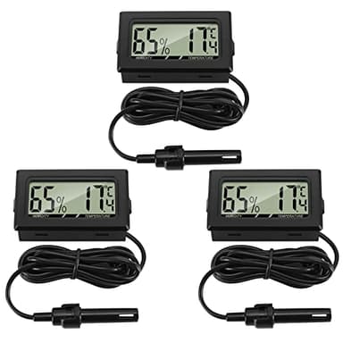 Thlevel Mini LCD Digital Thermometer Hygrometer Temperatur Luftfeuchtigkeit Tester mit externem Sensor für Kühlschrank Gefrierschrank 3 Stücke