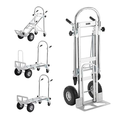 VEVOR 4-in-1 Sackkarre Klappbar 363/454kg Tragfähigkeit Transportkarre Aluminiumlegierung & Kohlenstoffstahl Sackkarre ⇋ Plattformwagen Trolley für Lade- & Transportaufgaben im Innen- & Außenbereich