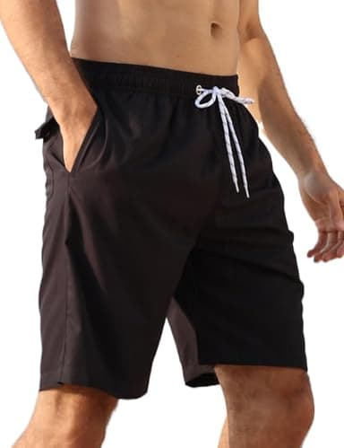 APTRO Herren Badehose Freizeit Short Schnelltrocknend Badeshorts Sportsshorts Schwarz K27 L
