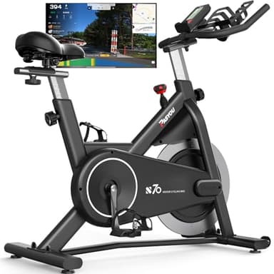 PASYOU Heimtrainer Fahrrad, Ergometer Hometrainer Fahrrad mit 18kg Schwungrad, RPM Monitor, Größere Tablet-Halterung, Stabil Fitnessbikes Stationäre Fahrräder Zuhause, Max 158KG - S70