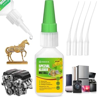 Metallkleber Extra Stark Wasserfest – 30g Set mit Sekundenkleber & Anti-Austrocknung – Super Spezial Kleber für Metallen aller Art & Bastelarbeiten – Kontaktkleber Transparent & Flexibel
