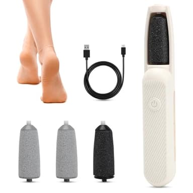 Hornhautentferner Elektrisch, Wiederaufladbare Hornhaut Entfernen Pediküre Set Fußpflege Elektrisch mit 4 Austauschbaren Fußfeilen, 3 Geschwindigkeiten Fußpflegegerät für Tote, Harten, Rissige Haut