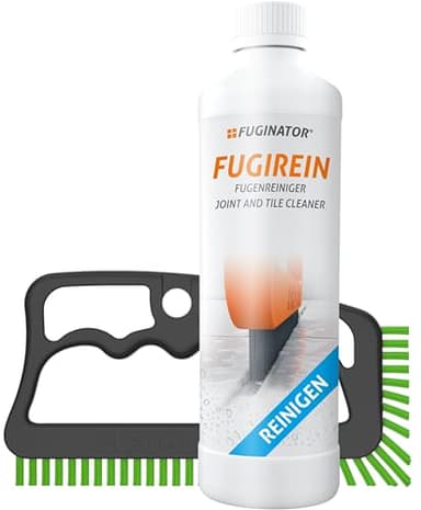 FUGINATOR® Fugenbürste grau/gün inkl. Fugenreiniger 250 ml - Fugenreinigungsset - Bürste zur Fugenreinigung in Bad, Küche und Haushalt