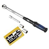 Goodyear Premium Drehmomentschlüssel, Einstellbar von 42 bis 210 Nm, Antrieb 1/2" Vierkant, inkl. Verlängerung und Stecknüsse 17 mm und 19 mm, Blau, Schwarz, Silber