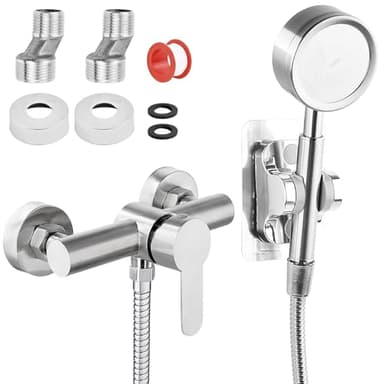 Duscharmatur Einhebelmischer, Mischbatterie für die Dusche, 304 Edelstahl Badewannenarmatur, 1,5m Schlauch, Duschthermostat Chrom Mit Duschkopf