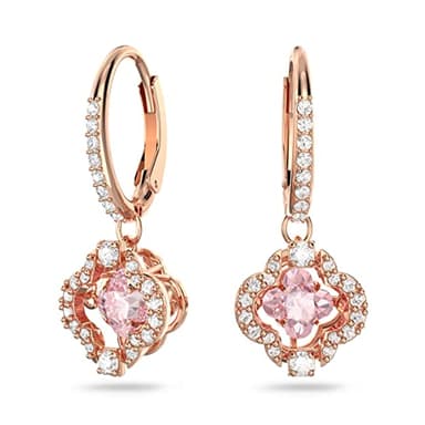 Swarovski Una Ohrringe, Glücksklee, Rosa, Roségold-Legierungsschicht