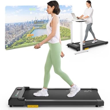 UREVO Smart Walking Pad, Kompaktes Leises Laufband Schreibtisch, mit Sechs-Punkt-Stoßdämpfung, Workout-App mit Track Insights und MIIT-Modus, Max. Belastung 120KG für Zuhause/Büro 2.5 PS