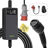 dé Mobile Wallbox 11kW |3-phasig|7m|6-16A |Einstellbare Ladeleistung|, Ladekabel CEE 16a auf Typ 2 und Mobile Ladestation 11kW für ID.3, ID.4, ID.5, Model Y, Model 3, e-up, e-tron und andere EV/PHEV