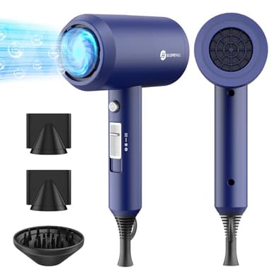 Ionen Föhn AC Motor 1800W Haartrockner, slopehill Schnelltrocknen Hair Dryer, Haarfön mit Heiß-/Kalttaste, 3 Fön Concentrators and Diffuser, 3 Temperatureinstellungen, 2-Gang (Dunkelblau)
