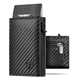 TENBST Geldbörse Herren - Kartenetui Ultra-Dünnes Portmonee Herren mit 10 Kartenfächern RFID Blockierende ID-Fenster Kartenetui Premium Carbonfaser Slim Wallet Geschenkbox (Carbon Schwarz)