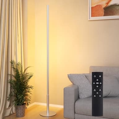 Hzitcigm Stehlampe Wohnzimmer, LED Standleuchte mit Fernbedienung LED Ecklampe Dimmbar Stehleuchte mit Stufenlose 2700K-6500K Farbtemperaturen & Helligkeit, Modern Stehlampe für Schlafzimmer, 147CM