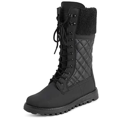 Polar Damen Kunstpelz Warm Thermal Wasserdicht Draussen Gehen Schnee Winter Gummisohle Wadenstiefel - Schwarz Leder Mono - UK6/EU39 - YC0603