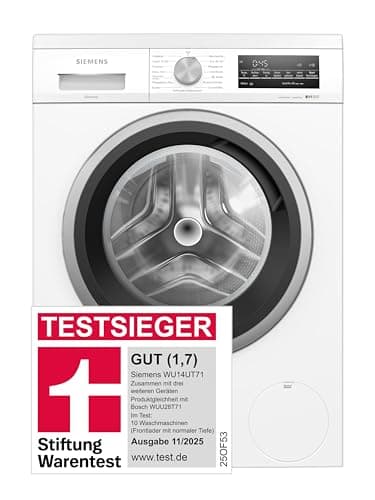 Siemens WU14UT71, Stiftung Warentest Testsieger*, iQ500, Unterbau-Waschmaschine 8 kg, 1400 UpM, Antiflecken-System, smartFinish für weniger Bügeln, Schneller Waschen mit speedPack L, Nachlegefunktion