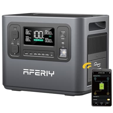 AFERIY 2400W Tragbare Powerstation, 2048Wh LiFePO4 Batterie, 1,7 Stunde Schnellladung, 13 Anschlüsse, Sinuswellen 230V, USV, Mobile Stromversorgung für Outdoors Camping, 7 Jahre Garantie
