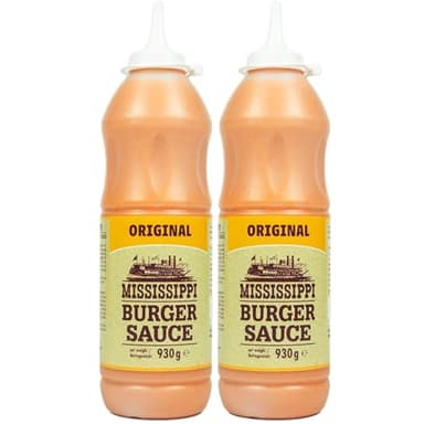 Mississippi - 2er Set Burger Sauce Squeeze "Original" 930g - Würzig cremige Burgersauce - Premium Hamburger Soße ideal auch für Sandwich, Gegrilltem und als Dip