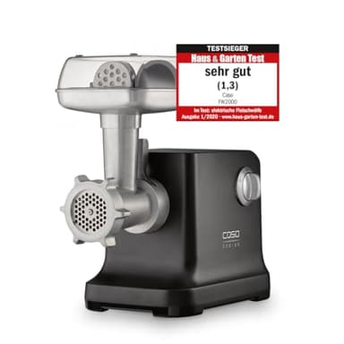 CASO FW 2000 Black, Fleischwolf mit leistungsstarken 2000 Watt , Testsieger Haus & Garten Test, langlebige Titan Klinge, Rücklauf-Funktion, inkl.Zubehör