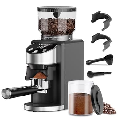 Gevi Elektrische Burr Kaffeebohnenmühle, Mahlkonus-Kaffeemaschine, 35 einstellbare Mahlgradeinstellungen mit 51 und 58 mm Professionellen Siebträgerhalters