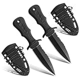 2Pcs Neck Knife Messer Kette 121mm Messer Outdoor Ketten Messer Outdoor Messer Gürtelmesser Edelstahl mit Gezackt mit Kunststoffscheide und Kugelkette für den Einsatz im Freien Selbstverteidigung