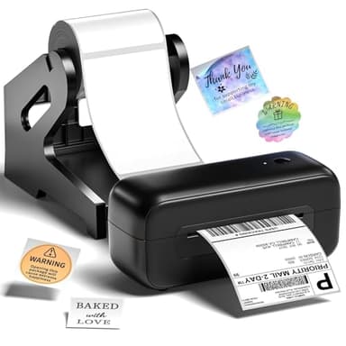 Phomemo DHL-Etikettendrucker mit Etikettenhalter, 4x6-Zoll-Versandetikettendrucker für Telefon/PC, Bluetooth-Etikettendrucker für Versandetiketten,Logo, Adresse, Preis, Gewürzdosenetiketten – Schwarz