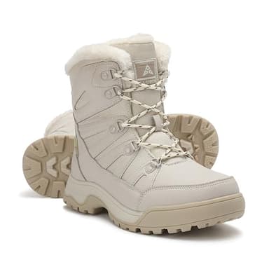 ZPAWDH Damen Schneestiefel Warm Gefütterte Wasserdicht Outdoor Rutschfeste Trekking Winterstiefel Beige 38EU