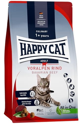 Happy Cat 70558 - Culinary Adult Voralpen Rind - Katzen-Trockenfutter für ausgewachsene Katzen und Kater - 1,3 kg Inhalt