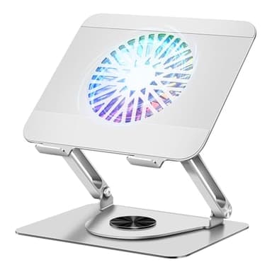 ICARE Laptop Ständer mit Magnetischem RGB Laptop Kühler, 360° Schwenkbar, 10KG Tragkraft und 18dB Leise, Halterung für Laptops und Tablets bis 16 Zoll