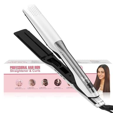 UKLISS Glätteisen Breit 40MM, Dampfglätteisen mit LCD Display, Steam Haarglätter mit 13 Temperaturstufen, Hair Straightener Ultraglatte Haare - Extreme Glättung und Haarschutz, 100℃-230℃