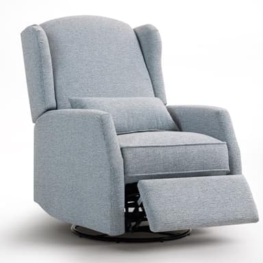 Consofa Relaxsessel mit Liegefunktion, 360°Drehbarer Fernsehsessel Wohnzimmer, Schaukelstuhl mit gepolsterte Lordosenstütze, TV Sessel Wippfunktion, Manuell Verstellbar(Grau) Grau