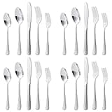 KitchenBoss Besteck Set 4 Personen: Besteckset 20 Teilig, Cutlery Set, Edelstahl Besteck, Essbesteck, Spülmaschinenfest Silber