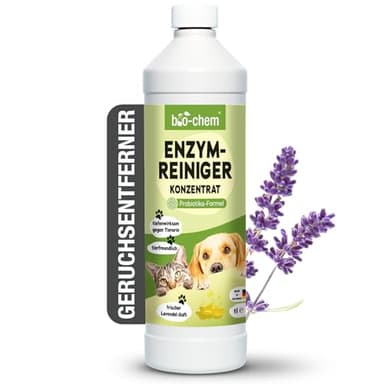 bio-chem Enzymreiniger Konzentrat 1000 ml - Tiefenwirksamer Geruchsentferner gegen Urin, Katzenurin & Hundeurin - Mikrobiologischer Geruchsneutralisierer für Hunde & Katzen Geruch