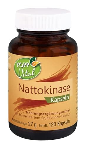 KOPP Vital® Nattokinase Kapseln hochdosiert mit 2000 FU | 27 g | 1 x 120 Kapseln | aus fermentierten Sojabohnen | GMO-frei | vegan | natürliche Akazienfasern als Ballaststoffquelle