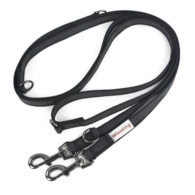 Wisedog 3m Schwarz doppelendige gummierte Hundeleine Leichtgewichtige Hands Free Leine für Hund rutschfeste Hands Free Hundeleine Fit für Spaziergänge Laufen Camping
