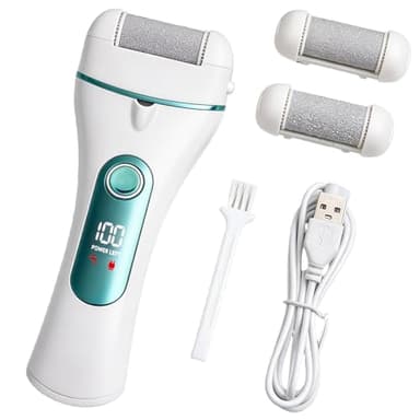 Hornhautentferner Elektrisch, Hornhauthobel Elektrisch Füße mit 2 Gear, 3 Ersatzrollen, LED & IPX5 Wasserdicht, für Rissige Fersen, Hornhaut Entfernen, Tote Haut