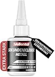 Sekundenkleber Metall extra stark 30g - Metallkleber wasserfest, hitzebeständig & mit Nadel Verschluss gegen Austrocknung - Metall Kleber zum Verkleben von Metallen aller Art