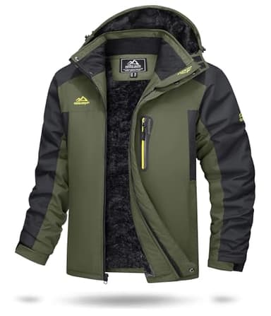 TACVASEN Herren Wasserdicht Winter Skijacke Warme Snowboardjacke Outdoorjacke Gefüttert Winterjacke (L, Armeegrün)