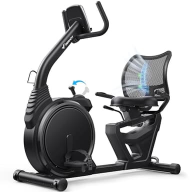 MERACH Liegeergometer für Zuhause mit 8 verstellbaren Widerstandsstufen, leichte kommerzielle Heimtrainer Fahrrad mit Smart Bluetooth, exklusiver App-Konnektivität, LCD-Display, Herzfrequenzsensoren