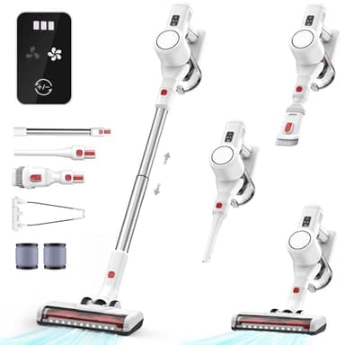 Akku Staubsauger Kabellos Vacuum Cleaner - Kabelloser Akkustaubsauger mit Led-Display Cordless Akkusauger Stielstaubsauger Tierhaare Leise Stabstaubsauger ohne Kabel für Teppiche Hartböden Auto
