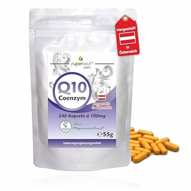 240 Kapseln SUPERKOST Coenzym Q10 - CoQ10, 100 mg Hochdosiert, kein 200 mg Tagesdosis, 8 Monate Packung, Hergestellt in Österreich