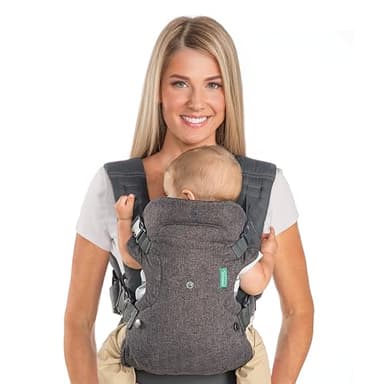 Infantino Flip Advanced 4-in-1 Babytrage, Ergonomisch, Umwandelbar, mit Blickrichtung Nach Innen und Außen, Vorne und Hinten Tragbar für Neugeborene bis Kleinkinder von 3,6-14,5 kg, Grau