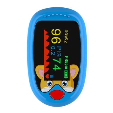 Pulsoximeter Fingeroximeter,Pulsoximeter für Kinder mit TFT-Display – Tragbarer Fingerclip-SpO2-Monitor zur Messung von Blutsauerstoff & Herzfrequenz | Schnelle Ergebnisse in 3-5 Sekunden (blau)