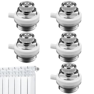 SGZIOO 5 Stück Automatische Heizkörperentlüfter, 1/2" Heizkörper Entlüftungsventil Automatisch, Messing Vernickelt Entlüftungsventil Heizkörper, Heizkörperentlüfter Automatisch für Heizungsanlagen