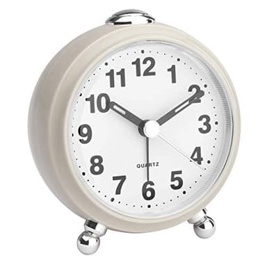 TFA Dostmann Analoger Wecker, im Retro Look, geräuscharmes Uhrwerk, Kunststoff, Beige, (L) 83 x (B) 53 x (H) 92 mm