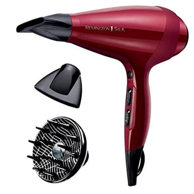 Remington Haartrockner Profi Ionen Silk (2400W, 140km/h, 3 Stylingaufsätze, angereichert mit Seidenprotein und Keramik, Ionen-Generator, langlebiger AC-Motor mit Turbofunktion & Kaltstufe) AC9096