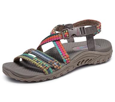 Skechers Damen Reggae-Sew-Me-Boho Slingback-Damensandalen, gewebt, mit Riemen., Taupe Multi, 39.5 EU