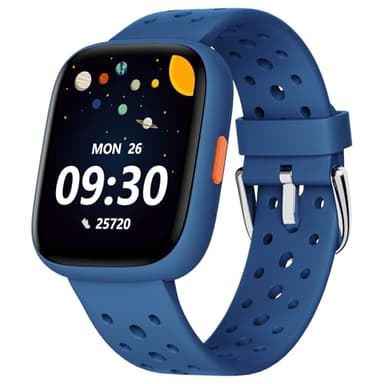 BIGGERFIVE Smartwatch Kinder, 1,8" Fitness Uhr Schrittzähler, 24/7 Puls, Schlafmonitor, Vibrationsalarm, IP68 Wasserdicht, Puzzlespiele mit/ohne App, für Mädchen Jungen Teens 5–16, Blau