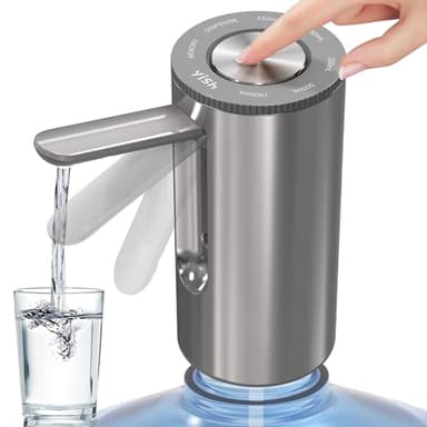 YISH Wasserflaschen Pumpe 5 Gallonen:Wasserspender Pumpe Tragbare mit Klappbarer Wasserauslass, Unterstützt USB-Laden, Wasserspender Automatische Mit 2 Adaptern, Für Zuhause, Küche, Büro, Camping