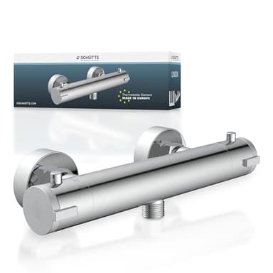 SCHÜTTE 52465 LONDON Thermostat Duscharmatur, Brausethermostat Brausearmatur, Mischbatterie mit Verbrühschutz bei 38℃, Duschthermostat, Armatur für Dusche in Chrom