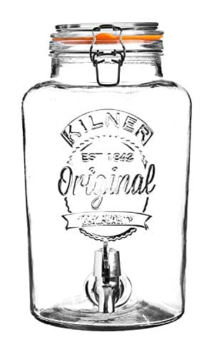 KILNER ROUND Getränkespender mit Zapfhahn | 8 Liter, H: 32 Ø 18 cm | Bügelverschlusses aus Edelstahl | Hochwertiger, tropfsicherer Getränkespender Zapfhahn | Einfaches Nachfüllen